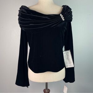 NWT XScape Black Velour Dress Top Size M